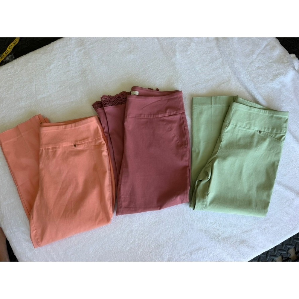 89th & Madison Capris Women Medium Multicolor Good Pastel Stretch Crop Pants Lot